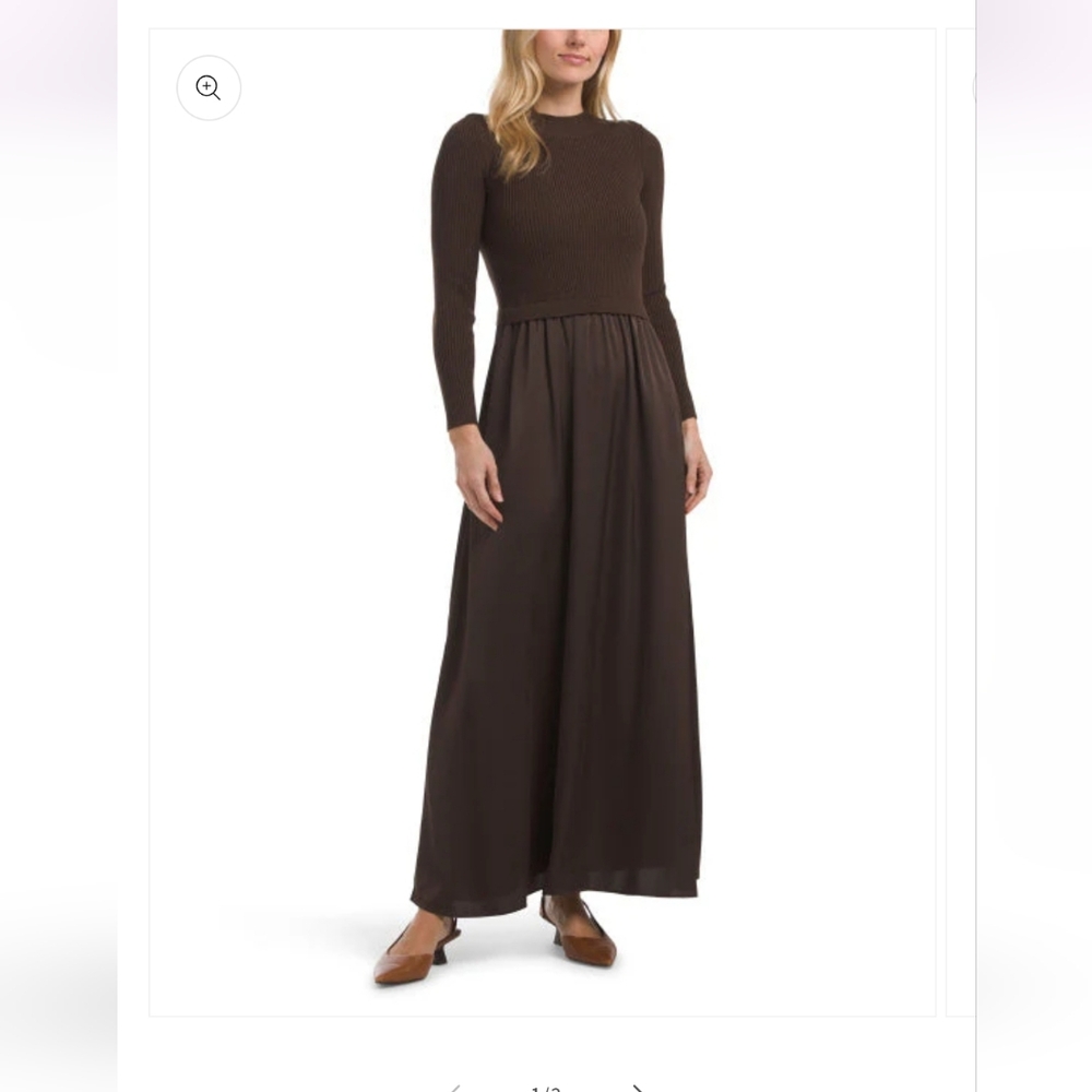 Taylor Forest Green Satin Skirt Sweater Dress - Picture 10 of 11